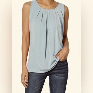 Grace Shirred & Pleated Greenish Gray Dressy 1st Layer Top Size Medium